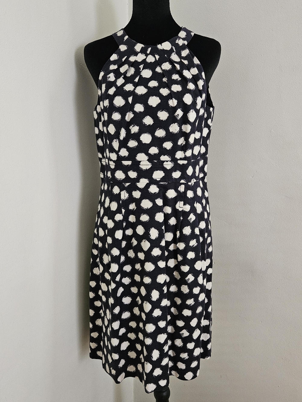 Loft - Navy Blue Apron Neck Pattern Tank Dress